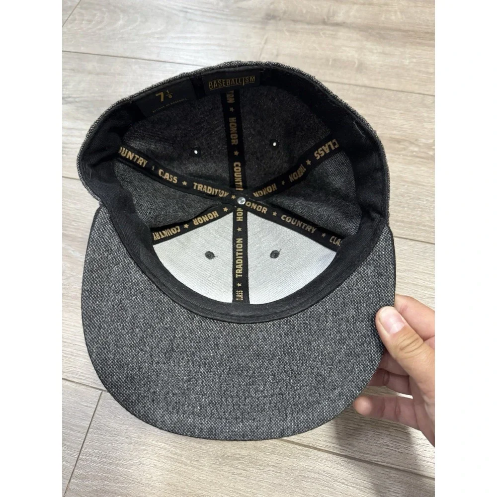 Baseballism‎ Grey Fitted Men's Hat Cap Size 7 1/8 Men's Baseball Cap